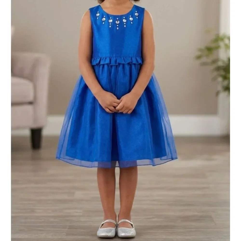 Gymboree Dress Toddler Girls 3T Best in Blue Gem Tulle Event Wedding Birthday